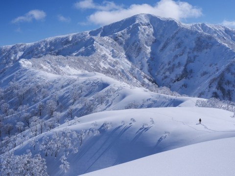 厳冬期の未丈ヶ岳。四十峠から